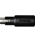 Black MVX2U XLR to USB audio interface with headphone jack, 60 dB gain, zero latency monitoring, 48V phantom power