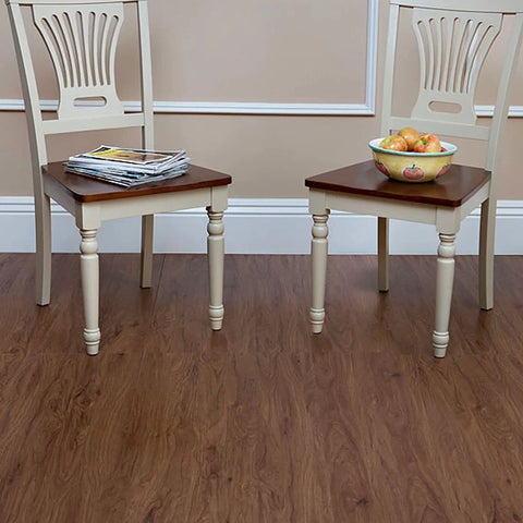 Peel And Stick Vinyl Floor Planks In Mahogany 6 By 36 Inches 10 Pack With A Wood Look For Kitchen Dining Room And Bedrooms No Glue Needed Easy Diy Install Budget Friendly Home Makeover under dining chairs.