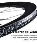 Close-up of Hyper Light 700C Carbon Road Bike Wheel Set rim showing optimized width for stability and control.