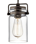 Brinley 7.75 Inch Kitchen Pendant In Olde Bronze With Clear Glass 1 Light Mini Farmhouse Pendant For Over Kitchen Islands Sinks And Dining Tables Industrial Modern Lighting close-up