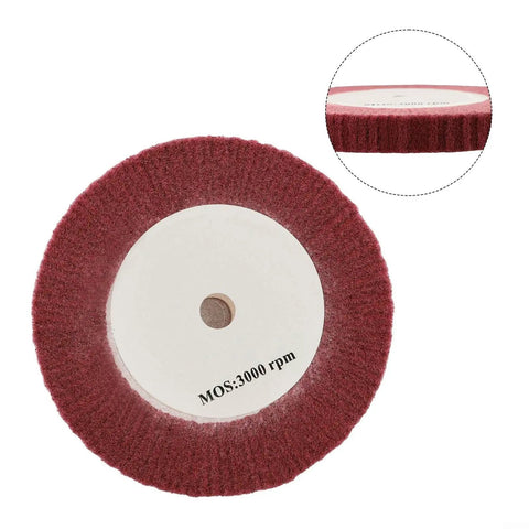 Heavy Duty Non Woven Nylon Flap Polishing Wheel 320 Grit Abrasive Disc for stainless steel and aluminum, top view image.