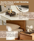 10 Inch Solid Wood Lazy Susan Turntable Organizer for cabinets and pantries on vanity and bedside table with decor and cosmetics
