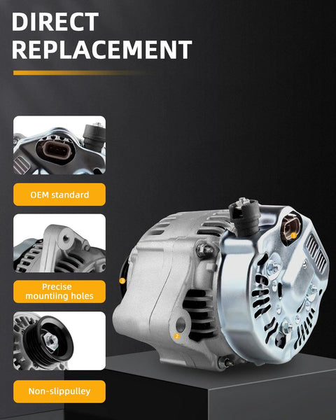 Alternator For Toyota Camry And Solara 1997 To 2001 12V 75Amp With 5 Groove Pulley Replacement Part 13754 features and close-ups.