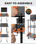 Assembly steps of Indoor Fishing Rod Holder Trolley With 3 Tier Shelves And Peg Wall, Locking Wheels, and built-in spooler.