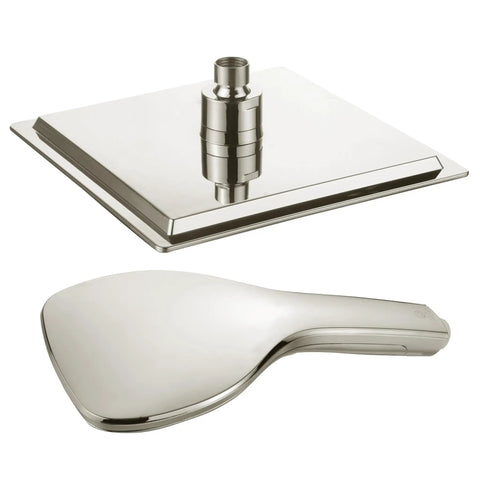 Ultra Luxury 9 Inch Rainfall Shower Head And Handheld Combo With Push Button Flow Control Satin Nickel Finish