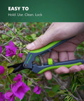 Person using Two Pack 6.5 Inch Pruning Shears For Gardening Ultra Sharp Garden Scissors With Spring Loaded Mechanism on flowers.