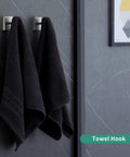 Two Pack Matte Black Bath Towel Hooks Wall Mounted Beefy Heavy Duty Stainless Steel 304 Coat Hooks For Bathroom And Kitchen Waterproof Antirust Durable Finish holding towels