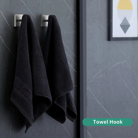 Two Pack Matte Black Bath Towel Hooks Wall Mounted Beefy Heavy Duty Stainless Steel 304 Coat Hooks For Bathroom And Kitchen Waterproof Antirust Durable Finish holding towels