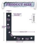 Product size diagram for Beefy Flat L Brackets For Wood Furniture 6x6 Inch Stainless Steel Mending Plates Matte Black Finish