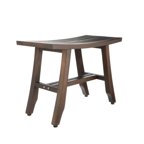 Satori Teak Shower Bench for Adults and Seniors, 24 Inch Compact Bath Seat with Brown Finish, Water Resistant Spa Stool