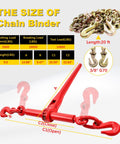 Image of Heavy Duty Chain Binder Grade 70 Ratchet Load Binder For Five Sixteenths To Three Eighths Inch Chains With dimensions and specs