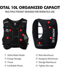 Super Light And Breathable Running Hydration Vest For Guys And Gals On The Trails 10 Liter Capacity pocket design and sections