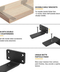 Heavy Duty Floating Shelf Brackets 4 Inch L Shaped Iron Wall Supports with Hidden Countersunk Design and Matte Black Finish