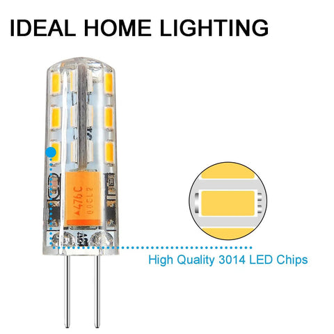 Close-up of G4 LED Bulbs BiPin Base Landscape Lights 12V 1.5W Warm White 3000K, highlighting LED chips design detail.