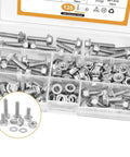135 Piece M6 Flange Bolt Kit Heavy Duty With Nuts And Flat Washers In 304 Stainless Steel display case