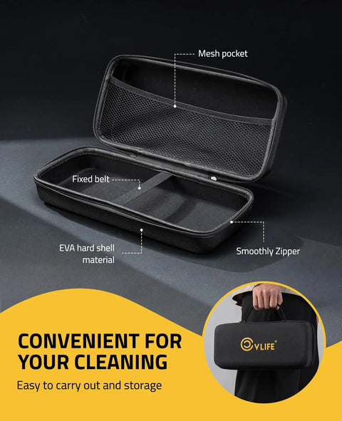 All In One Gun Cleaning Kit With Magnetic Cleaning Mat For Multi Caliber From 9mm To.223 Includes 3 Cleaning Snakes 100 Patches 50 Swabs 3 Brushes 1 Metal Pick And Dual Oil Bottles For Quick Mess Free Cleanup EVA hard shell case with mesh pocket, zipper, and carry handle