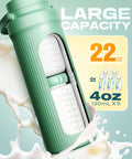 Mama Approved Portable Breast Milk Cooler Bottle Includes Two 11 Oz Baby Bottles 22 Oz Insulated Grab And Go Chiller Keeps Pumped Milk Ice Cold For Travel On The Fly with measuring markings.