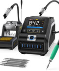 Beefy 200W High Power Soldering Station Kit With Two Helping Hands Fast Heat Up One Second Heat Up Three Second Melt 100 to 240V Compatible Smart Temperature Control Copper Transformer For Precision Electronics, with stand and tips