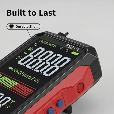 Close-up of USB Rechargeable Digital Multimeter With True RMS And 6000 Counts, color LCD screen, rugged shell design