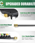 3600 PSI Pressure Washer Gun Kit With Extension Wand Nozzle Holder And 5 Spray Tips M22 To 14mm Fitting Replacement For Ryobi