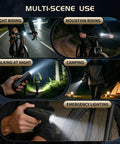 Multi-scene use of 400 Lumen Rechargeable Bike Headlight for Night Riding, showing versatility in cycling and emergency lighting.
