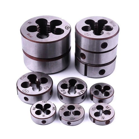 11 Piece Metric Left Hand Thread Die Set M3 Through M20 For Metalworking And Machining Pro Grade Durable Alloy Tool Steel Dies Includes M3 M4 M5 M6 M8 M10 M12 M14 M16 M18 M20 Left Hand Thread Tools