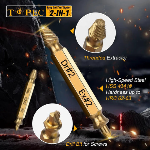 12 Piece Stripped Screw Extractor Kit With Drill Bits For Removing Stripped Rusty Or Broken Nuts And Bolts Easy Out Tools
