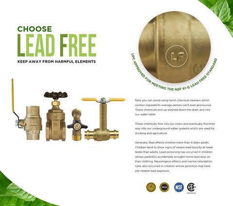 Inline spring-loaded check valve, 3/4 in press connections, cast brass, lead-free, displayed among brass valves.