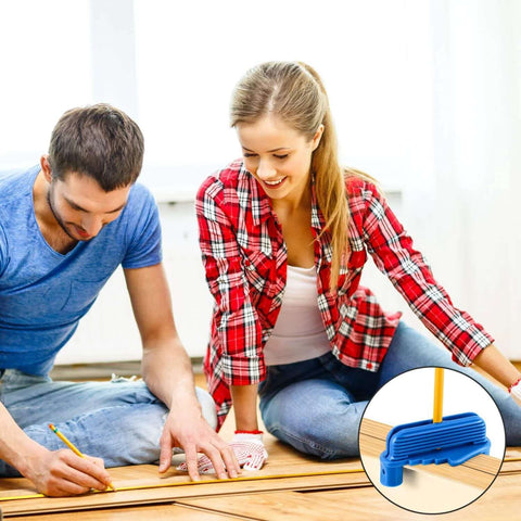 Blue Weewooday center finder tool for woodworking with magnetic scriber and pencil holder for standard wooden pencils