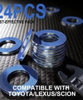 24 Piece Oil Drain Plug Gasket Set With 12mm Crush Washers And Blue Coating For Leak Proof 90430-12031 Replacement Seals, stack of blue-coated M12 metal washers