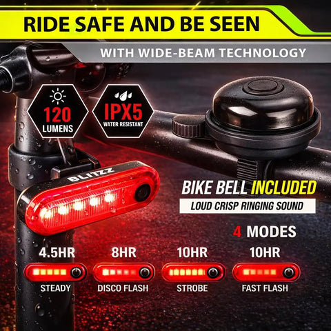 Night Riding Bike Lights Front And Back USB Rechargeable Headlight Taillight Set Water Resistant 9 Modes Super Bright Reflectors For City Commutes And Safe Night Rides Great For Men Women And Kids