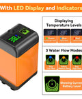 Portable Camping Shower Kit With 7800mAh Battery, Built In Heater, LED Display showing temperature and flow modes