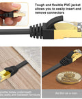 Cat8 Ethernet Cable 30 Ft Ultra Fast Shielded Flat Internet Cable Weatherproof SFTP UV Resistant for Router