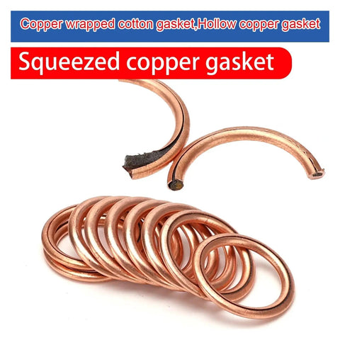 Premium 120 Piece Copper Crush Washers Sealing Gasket Kit For Drain Plugs Hydraulic Fittings Plumbing Stops Leaks Compression Fit Durable Metal Good For Garage Auto Or Home Repair Jobs Needing Solid Reliable Seals No Hassle Guaranteed. copper crush washers, open-ring gasket set