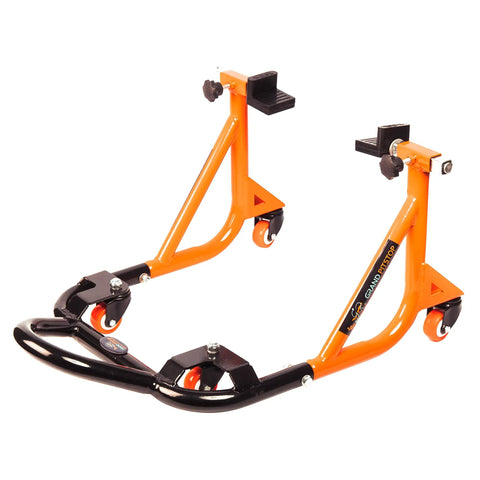 Universal Adjustable Rear Paddock Stand For Motorcycle With Swingarm Rest 360 Degree Dismantlable Beefy Heavy Duty Steel