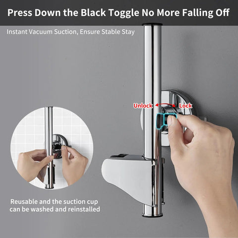 Wall Mounted Shower Head Holder With Adjustable Bracket And Strong Suction Cup Relocatable Shower Wand Mount for Easy Installation