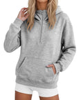 Cozy Comfy Fleece Half Zip Hoodie For Women Oversized Cute Sweatshirt In Grey with Wind Blocking Collar and Easy Zip Up Design