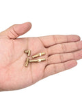 Concealed Brass Barrel Hinges Set, 16 Pcs, 17x5mm 19x5mm 25x5mm 30x5mm Hidden Folding Cabinet Hinges in hand, Rust Resistant Copper Construction