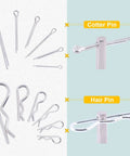 Zinc Plated Steel Cotter Pin Hair Pin R Clip Fastener Assortment Kit With Multiple Sizes For Hitch Pin Lock System shown in detail