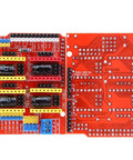 Four Axis CNC Shield V3 Expansion Kit for Arduino with DRV8825 stepper drivers, heatsinks, and jumper caps for engraving machines.