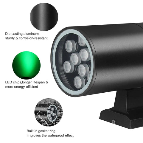 Up And Down Outdoor Wall Sconce 72W 7200LM RGBW LED Light With 24 Color Options, Dimmable Color Changing Porch Lighting, RF Remote Control, Perfect For Garage Front Door Patio Terrace Hallway Post Pool Area Theater