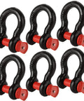Six Piece Five Eighths Inch D Ring Shackles Heavy Duty Screw Pin Clevis For Towing And Off Road Recovery, Working Load Limit 3.25 Ton