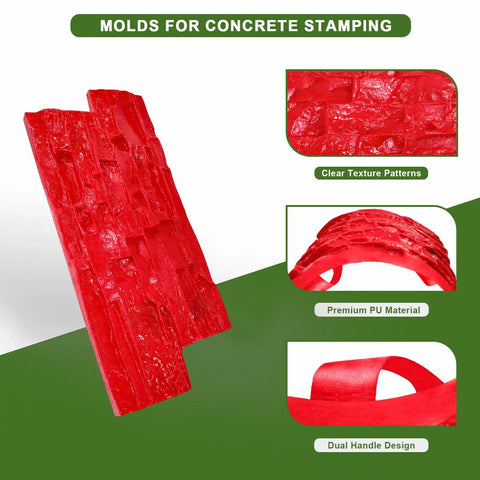 Stamp Mats Set With Handles For Concrete Projects Pro Grade Durable PU Molds With Seamless Granite And Slate Texture
