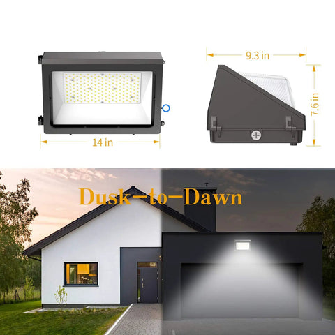 High Output LED Wall Pack Light 120W 15600LM 5000K Dusk to Dawn Photocell outdoor installation on house