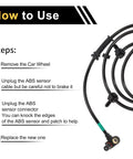 REPAIROCK ABS wheel speed sensor with wiring harness and installation steps graphic