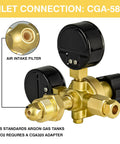 Brass CO2/argon welding regulator with dual gauges and CGA-580 inlet