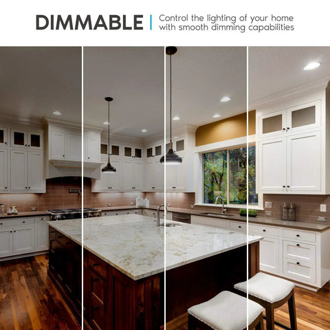 Bright A21 LED Bulbs 150 Watt Equivalent Pack, dimmable light in modern kitchen, showcases energy-efficient lighting