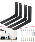 14 Inch Black Shelf Bracket Set, Heavy Duty Corner Braces That Support 440 Lbs, Industrial Modern Farmhouse Style Pack Of 4