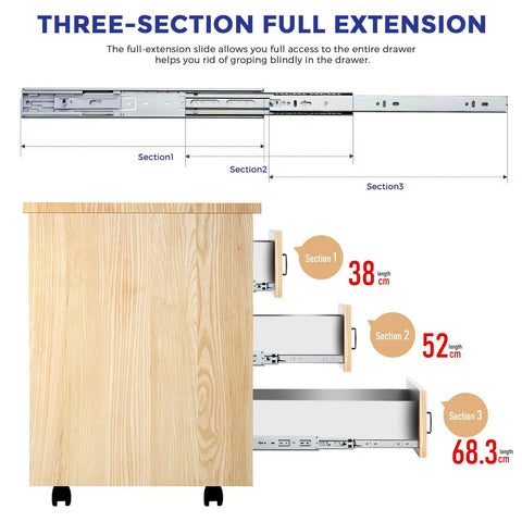 Premium Slick Glide Ball Bearing Drawer Slides 2 Pair Set With Seamless Soft Close 24 Inch full extension design illustration.