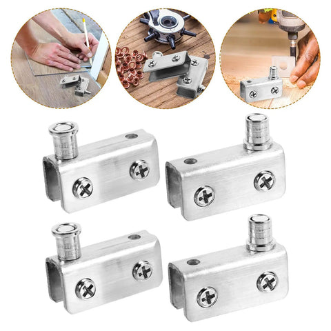 Stainless Steel Glass Door Hinges Set For Cabinet Doors, Four Pack, Flexible Lightweight Pivot Hinges in four positions